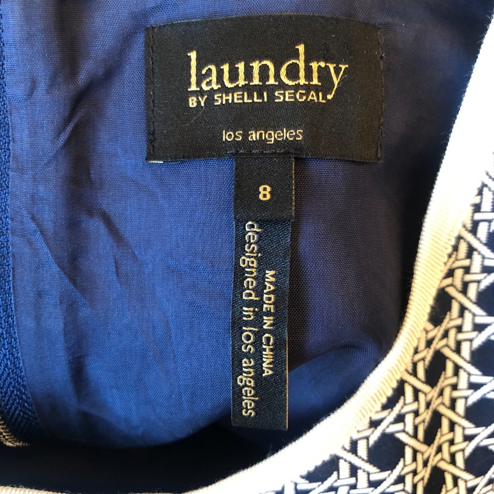 Laundry by Shelli Segal Navy & White Shift Dress Sz 8 - Picture 11 of 13